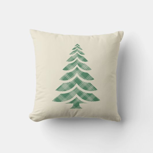Coussin Vert rustique à carreaux arbre de Noël en pin (Recto)