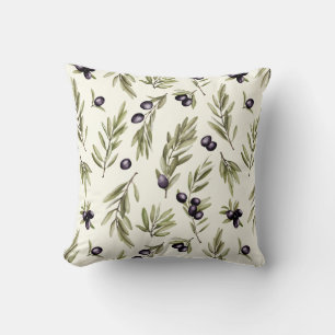 Coussin Vert sauge aquarelle motif olivier campagne frança