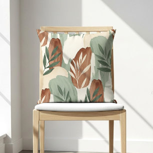 Coussin Vert sauge aquarelle organique et botanique au lai