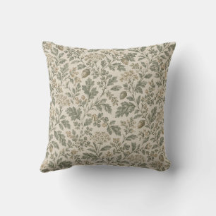 Coussin Vert sauge & Botanique Ivoire Français Rustique