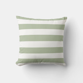 Coussin Vert sauge clair et rayures blanches