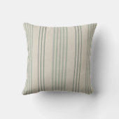 Coussin Vert sauge classique motif rayure ticking (Verso)