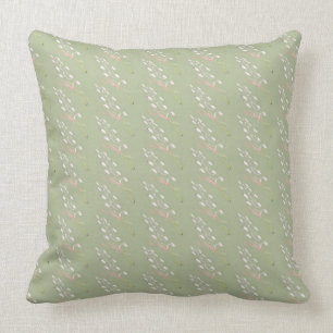 Coussin Vert sauge, crème, carreau rose de Flecked