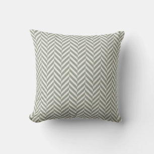 Coussin Vert sauge herringbone géométrique