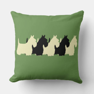 Coussin Vert sauge Imprimé carreaux 6 chien Terrier écossa