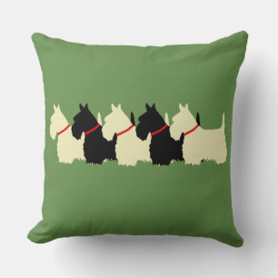 Coussin Vert sauge Imprimé carreaux 6 chien Terrier écossa