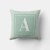 Coussin Vert sauge monogramme prépa à bordure festonnée (Verso)
