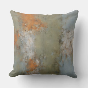 Coussin Vert sauge Orange Bleu clair Abstrait