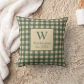Coussin Vert Tanné Beige Monogramme Plaid Country (Couverture)