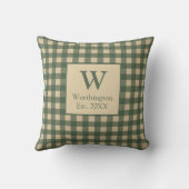 Coussin Vert Tanné Beige Monogramme Plaid Country (Verso)