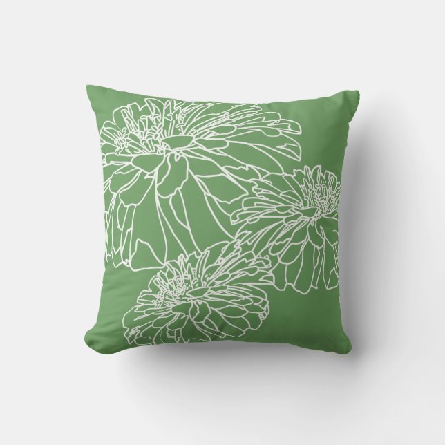 Coussin Vert trait floral moderne minimaliste (Recto)