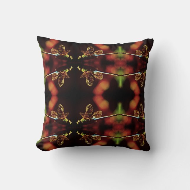 Coussin vert turquoise bleu dragonfly motif solide dos (Recto)