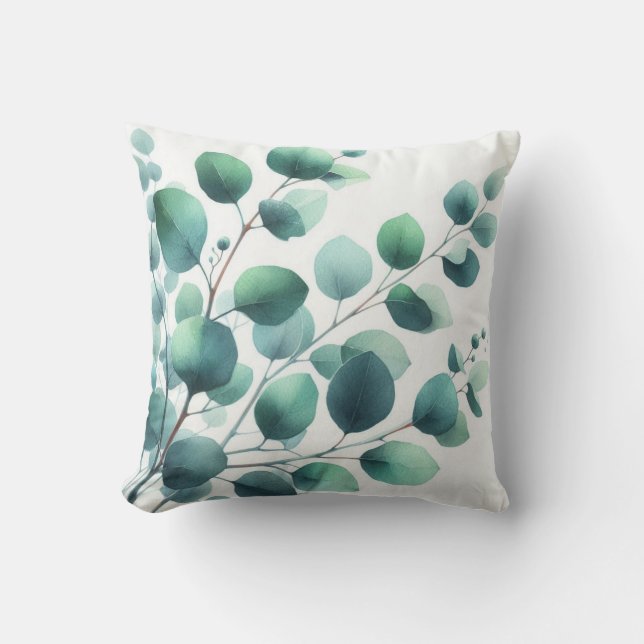 Coussin Vert turquoise Eucalyptus Feuille Botanique vert (Recto)