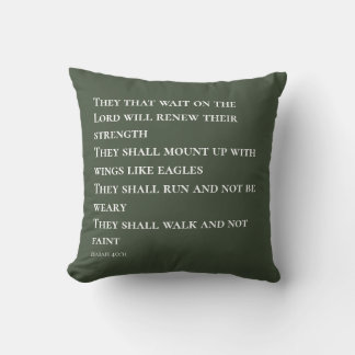 Coussin Vert Verset de l'Écriture Isaïe 40