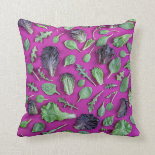 Coussin Verts de laitue sur le pourpre