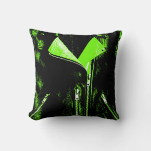 Coussin Veste en cuir carré de jeton imprimé vert