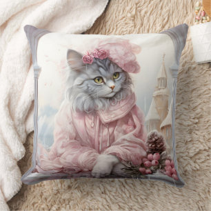 Coussin Vêtements Gris Kitten Rose Frilly