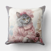 Coussin Vêtements Gris Kitten Rose Frilly (Recto)