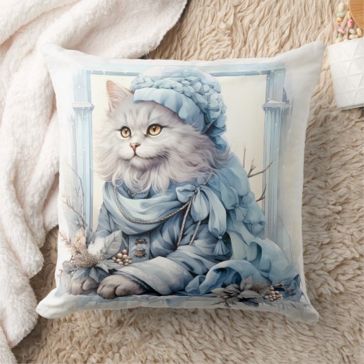 Coussin Vêtements victoriens bleus gris Kitten (Couverture)