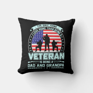 Coussin Vétéran Être un papa et grand-père USA Anciens com