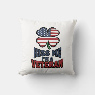 Coussin Vétéran Kiss Me Trèfle Patriotique Vintage Chemise