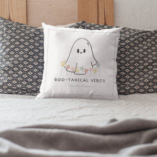 Coussin Vibes Boo-taniques d'Halloween Ghost mignonne