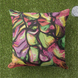 Coussin Vibes colorées Abstraites de fruits Motif