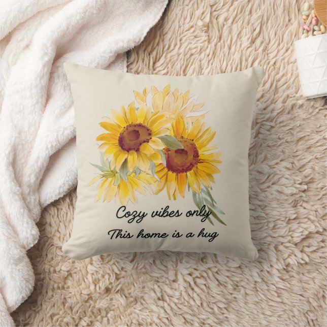 Coussin Vibes Confortables Uniquement Avec Fleurs De Solei (Couverture)