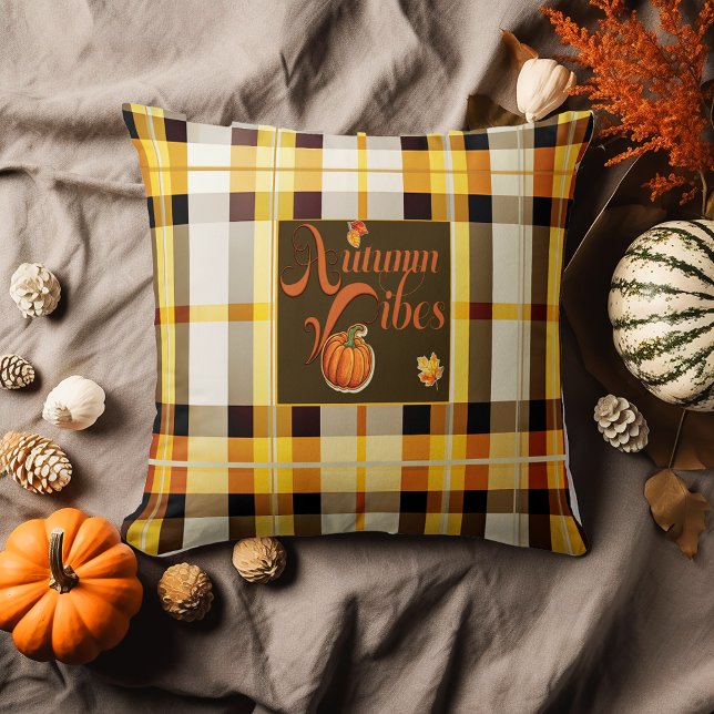 Coussin Vibes d'automne douces Thanksgiving tendance (Stylish Autumn Vibes Throw Pillow)