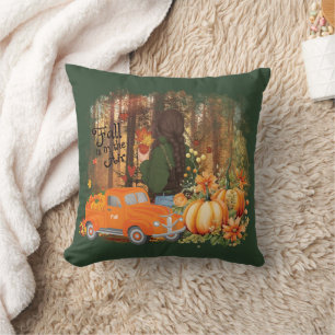 Coussin Vibes D'Automne, Une Voiture Chargée De Citrouille