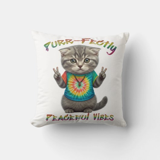 Coussin Vibes de chaton bohème hippie paisible (Recto)