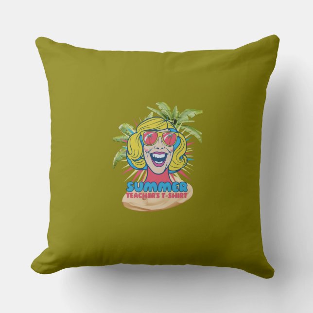 Coussin Vibes de l'enseignant été super Lancer l'oreiller (Recto)