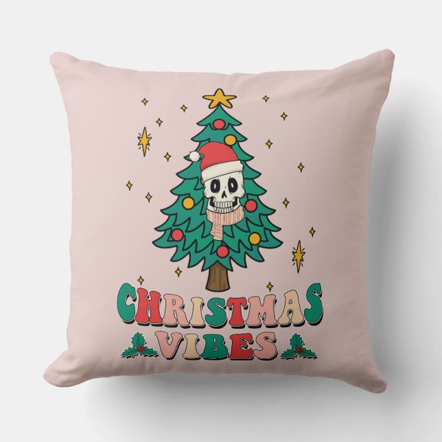 Coussin Vibes de Noël de l'oreiller à lancer carré (Recto)