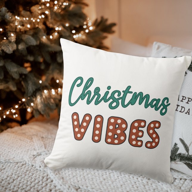 Coussin Vibes de Noël rétro (cute retro christmas vibes throw pillow)