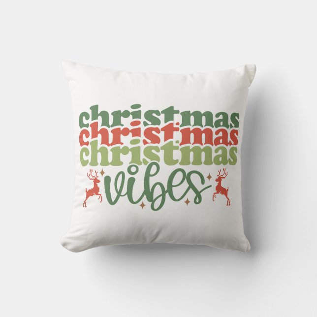Coussin Vibes de Noël Retro Vacances de Noël Super (Recto)