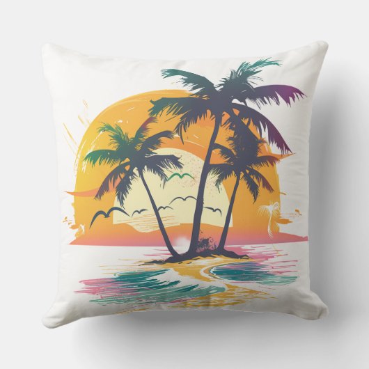 Coussin Vibes de soleil tropicales - Palmiers et conceptio (Verso)