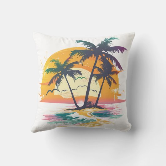 Coussin Vibes de soleil tropicales - Palmiers et conceptio (Verso)