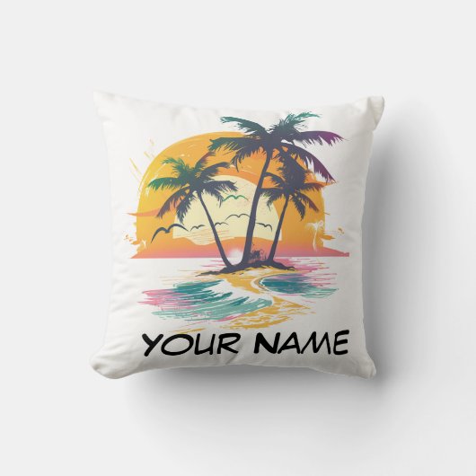 Coussin Vibes de soleil tropicales - Palmiers et conceptio (Recto)