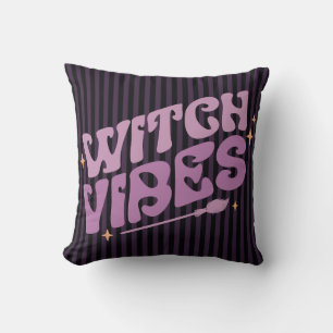 Coussin Vibes de Sorcière Rayures Verticales Violettes Hal