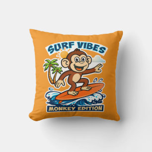 Coussin Vibes de surf - édition singe