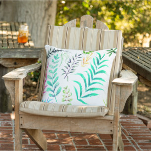 Coussin Vibes d'été aux feuilles vertes