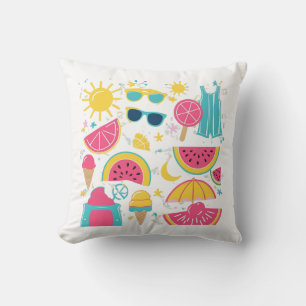 Coussin Vibes d'été colorées - saison ludique et amusante