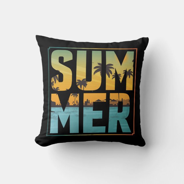 Coussin Vibes d'été cool Palm Trees & Eau (Recto)