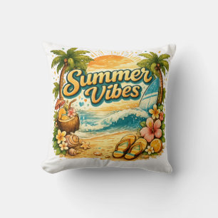 Coussin Vibes d'été Design de coucher de soleil tropical