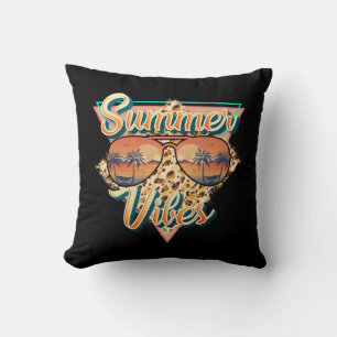 Coussin Vibes d'été   Lunettes de soleil vintages   Sunset