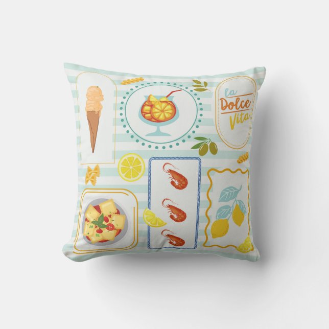 Coussin Vibes d'été méditerranéen (Recto)