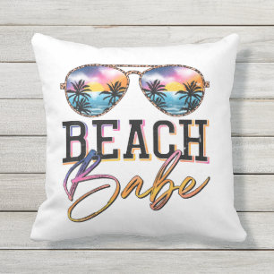 Coussin Vibes d'été mignonnes Lunettes de soleil Babe Beac