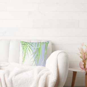 Coussin Vibes d'été Palm Tree Feuilles Pale Green Pastel