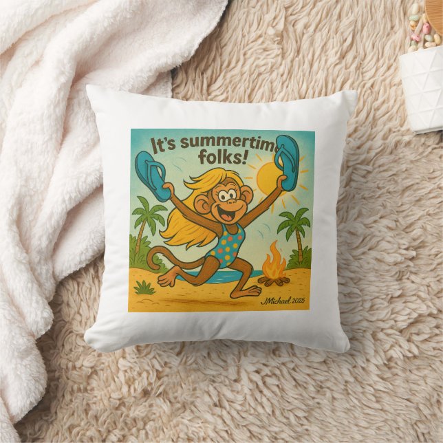 Coussin Vibes d'été : Singe avec Flipflops (Couverture)