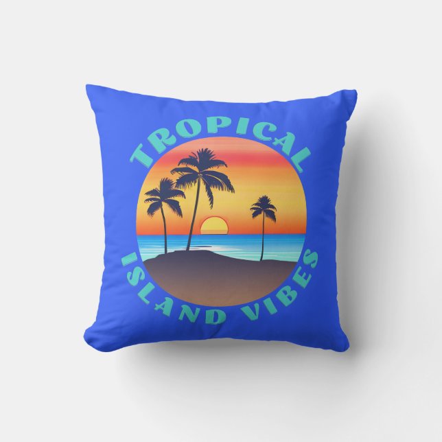 Coussin Vibes d'île tropicale, coucher de soleil avec des  (Recto)